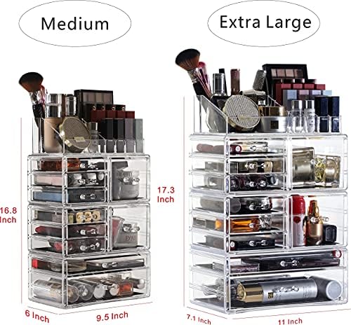 Cq Acrylic 4 Pack Clear Makeup Storage, Stackable 10 Drawer Organizer for Vanity, Jewelry, Hair Clip, Beauty & Skincare 