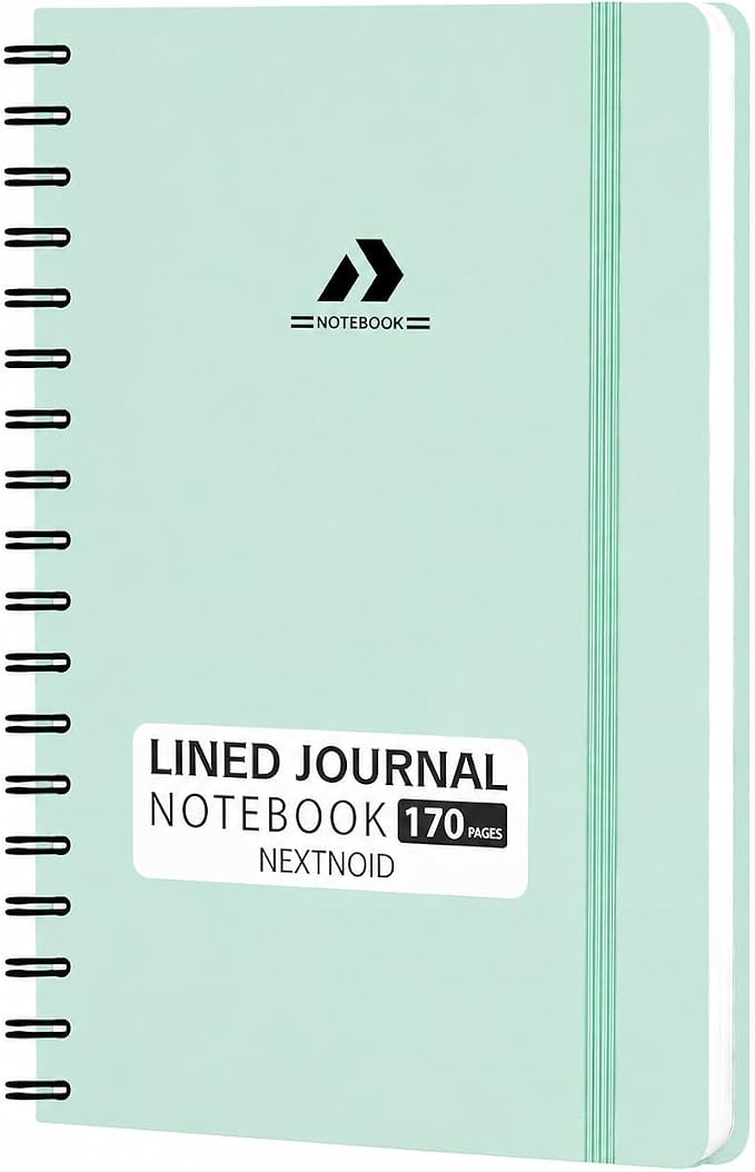Nextnoid Lined Spiral Notebook Journal For Women & Men - A5(5.8" x 8.3") 170 Pages, Hardcover Notebooks for Work & Note Taking, College Ruled Journals for Writing - Mint Green
