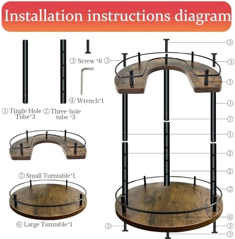 2 Tier Lazy Susan Organizer,2-Tier Spinning Spice Rack with Stable Carousel Base & 4 Height Settings for Cupboard Kitche