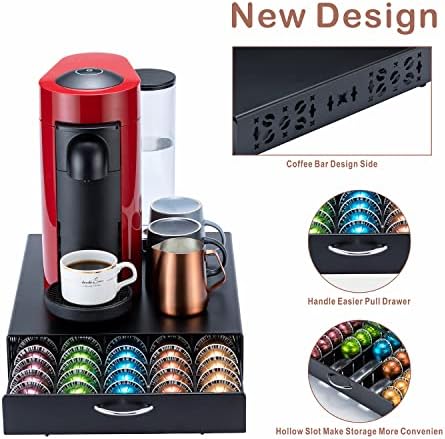 FlagShip Coffee Pod Drawer,50 Large Vertuo Pods Capacity,Black Metal
