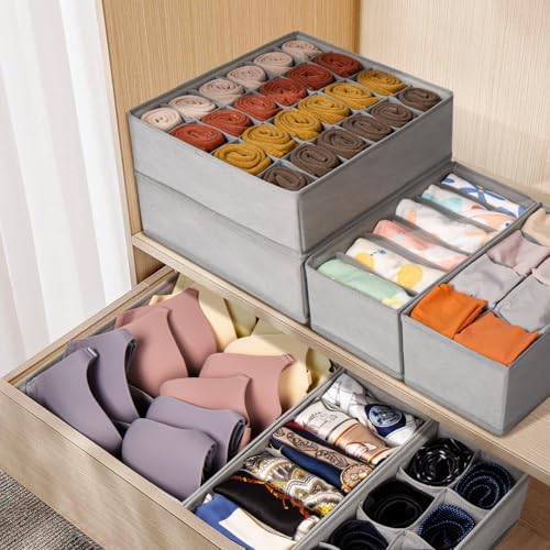 Drawer Organizer Clothes, 8 Pack Dresser Organizer Bins for Baby Clothes, Underwear Sock, Fabric Closet Organization and