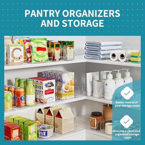 Ettori Set of 6 Clear Plastic Storage Bins - The Ultimate Pantry Organizers and Storage Solution for Kitchen, Cabinet, a