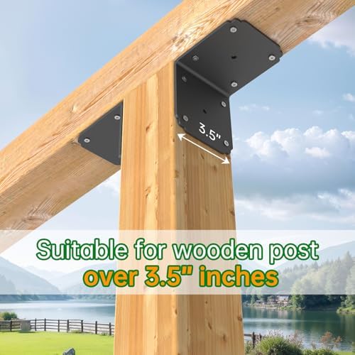 4x4x3.5 Pergola Brackets,Heavy Duty L Bracket for Wood (4PCS)