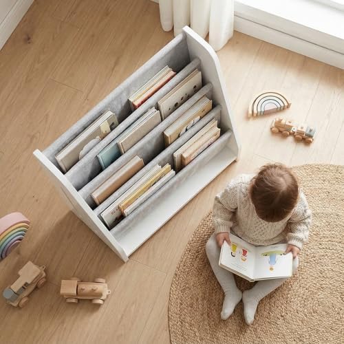 Perugina Wood Kids Bookshelf Fabric 5Tier,White Color