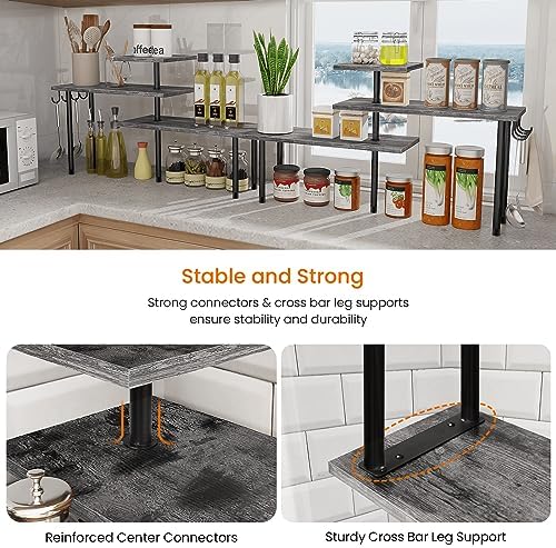 Homode Kitchen Countertop Organizer, 3 Tier Corner Shelf Bathroom Counter Organizer, Wooden Counter Shelf Stand Space Sa