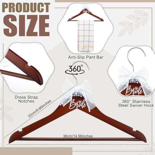 Yuntau Bride Hanger for Wedding Dress Wooden Mrs Hanger,Walnut,Bride