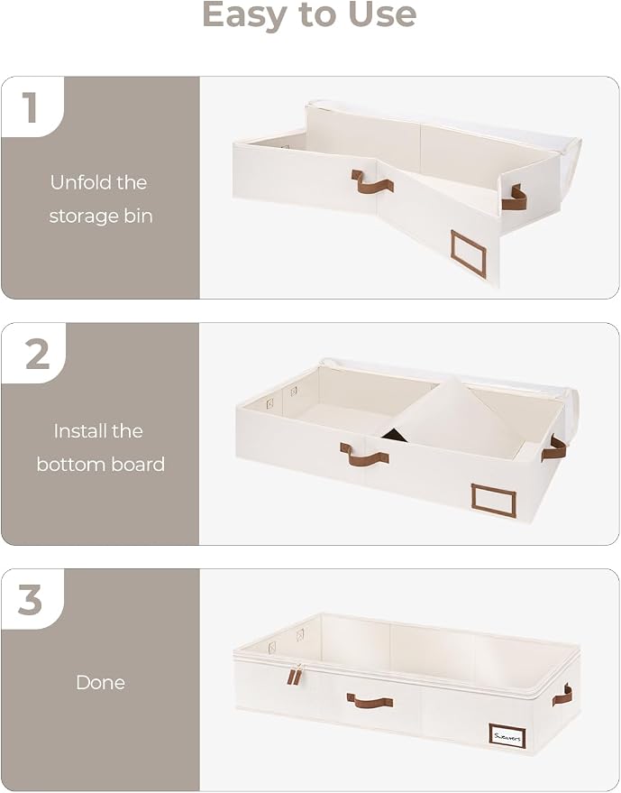StorageWorks Large Under Bed Storage Containers with Handles and Label Holder, 2 Pack Ultra-thick Fabric Underbed Bins, Closet Organizer for Clothes, Blankets, Sweater