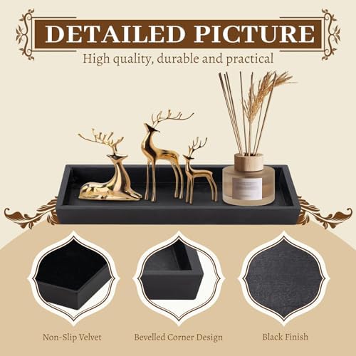 MAONAME Black Rustic Long Narrow Tray, 12.2"x 5" Wood Bathroom Vanity Tray