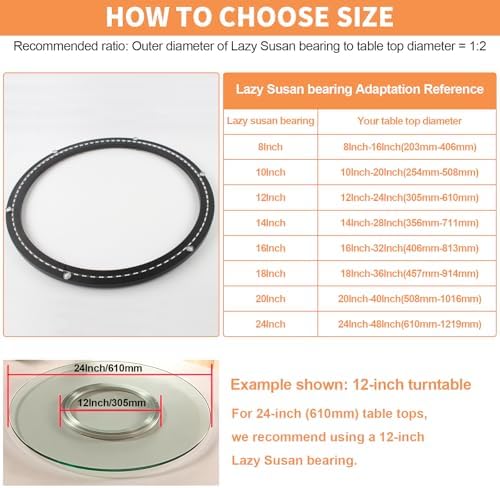 TamBee 20 Inch Lazy Susan Bearing Base, 450 LBS Load Capacity Heavy-Duty Mute Turntable Ring Lazy Susan Hardware for Din