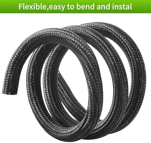 Split Wire Loom 3/8 Inch 25ft, Braided Cable Sleeve for Cable Management, Cord Protector for Pets, TV, Desk & Automotive