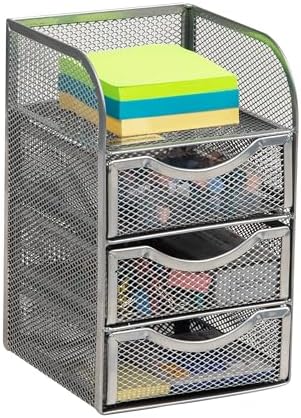 Mind Reader Desktop Accessory Storage, Paper Binder Clip Basket, Workspace, Office, Metal Mesh, 4.75"L x 5"W x 8"H, Silver