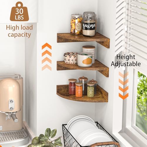 Fun Memories Corner Shelf Wall Mount, Wood Floating Corner Shelves, Corner Wall Shelf for Bedroom, Bathroom, Kitchen, Li
