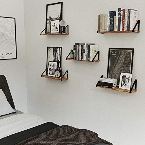 Wallniture Ponza 17'' x 4.5'' Floating Wall Shelf Bathroom, Small Wood Book Shelves for Wall Storage, Wall Mounted Shelf
