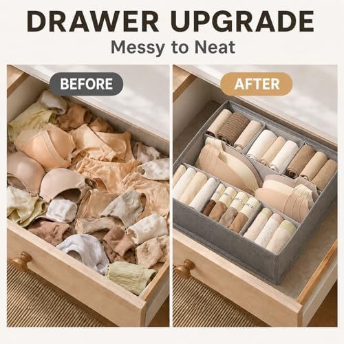 Foldable Underwear Drawer Organizer Multifunctional Fabric Drawer Dividers Storage Box Closet Organizer Bins for Sock Br