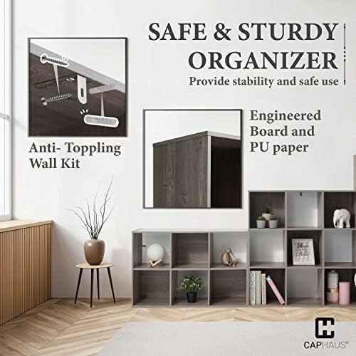 Fencer Wire 11-Inch Cube Storage Organizer Shelf w/Back, with Exterior Edge, Room Storage Shelves Divider, Bookcase, 6-C