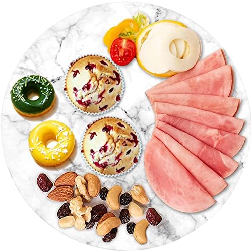DEAYOU Marble Lazy Susan, Natural Marble Round Tray Turntable Cake Stand, 12" Lazy Susan Cheese Board with Silent Rotati