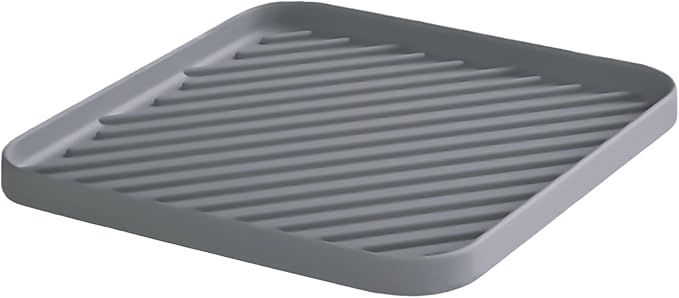 Silicone Organizer Tray for Kitchen Sink and Bathroom, Dishwasher Tray, Versatile Bathroom and Drawer Organizer Trays, Non-Slip Countertop （Gray）