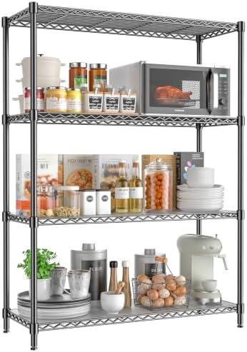 4-Tier Adjustable Storage Shelves 600LBS Heavy Duty Wire Shelving