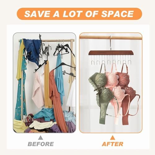 GROVENT® 2 Pcs Wooden Hanger for Clothes Hanging, Hangers for Wardrobe and Cupboard, 8 Hook Adjustable Clothes Hanger fo