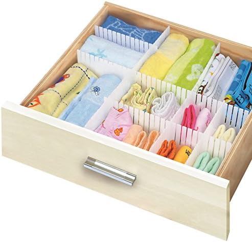 YBM Home 6pcs Adjustable Drawer Organizer Grid Drawer Dividers for Socks, Underwear, Kitchen Utensils, Dresser Makeup, S