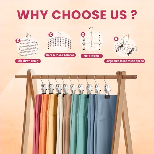 30 Pack Pants Hangers with Clips,Legging & Jean Hangers for Closet Hanging