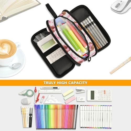 Wfrish Big Capacity Pencil Case for Girl Boy Cowgirl Hat Boots Pink Bow Student Pencil bag Pen Pouch Large Stationery 3 Compartments Zippers Organizer School College Office Teens Adults