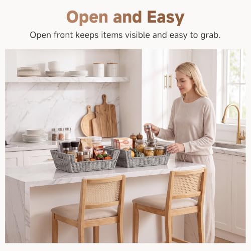 StorageWorks Pantry Baskets for Organizing, Large Wicker Basket for Storage
