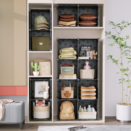 UNKU 6 Cube Storage Organizer, Closet Organizer Storage Shelves, Black