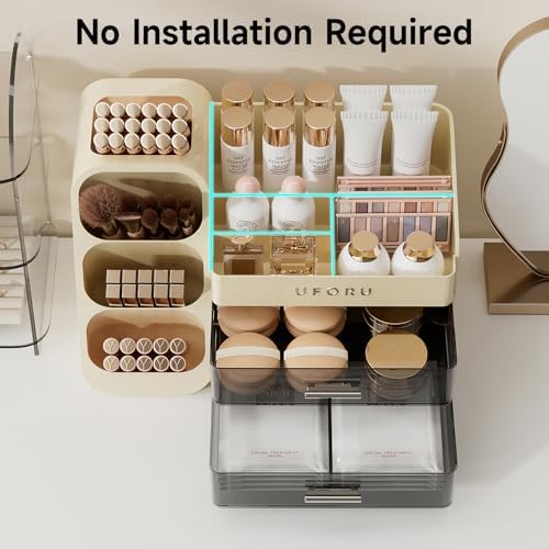UFORU Makeup Organizer Countertop with Brush Holder for Vanity Bathroom
