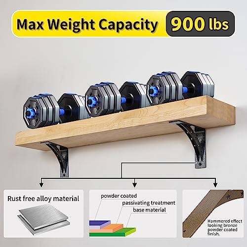 Heavy Duty Shelf Brackets - Max Load 900 LBS, Premium Alloy Metal Mantel Brackets - Fireplace & Countertop Support (Matt