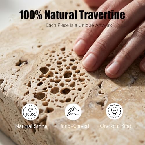 Natural Travertine Sponge Holder for Kitchen Sink - Luxury Stone Sponge Caddy, Quick-Drying Modern Minimalist Marble Kit
