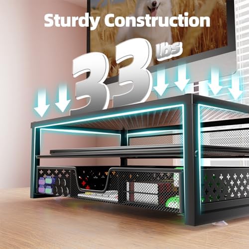 Simple Trending Monitor Stand Riser with Drawer, Laptop Stand for Desk