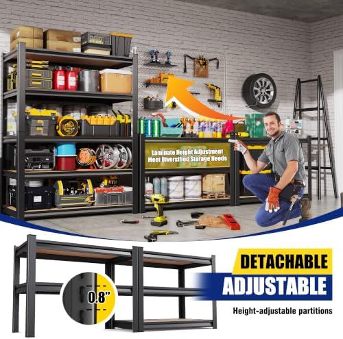 2Pack 3 Tier Garage Shelving,Garage Storage Shelves,Adjustable Heavy Duty Metal Shelving Units and Storage Large Rack,Ut