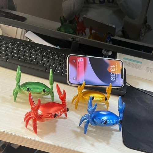 Multi Function Stand - Phone Stand Pen Holder Pencil Holder - Creative Ornament Crab Phone Stand Crab Pen Holder Support Resin Crab Decor (green)