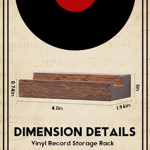 Vinyl Record Shelf Wall Mount,Small Record Holder,Light Walnut,6Pcs