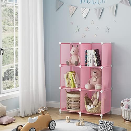 HOMIDEC 6-Cube Storage Shelf, Storage Bookcase Bookshelf with Metal Hammer, Storage Cubes Organizer Cabinet for Kids, Cl