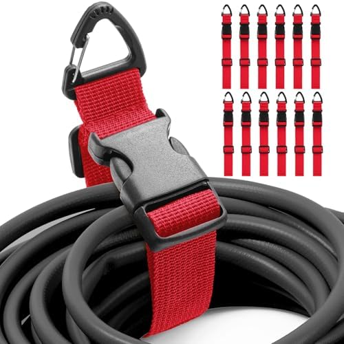 12 Pack Adjustable Extension Cord Holder Straps,Red