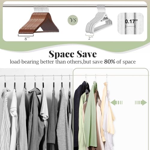 Velvet Felt Stackable Hangers 50 Pack, Thin & Space Saving, White