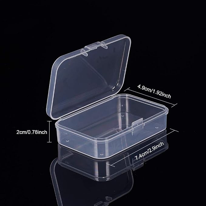 BENECREAT 16 Pack Rectangle Clear Plastic Bead Storage Containers Box Case with lid for Earplugs PillsTiny Bead Jewerlry Findings - 2.9x1.92x0.78 Inches