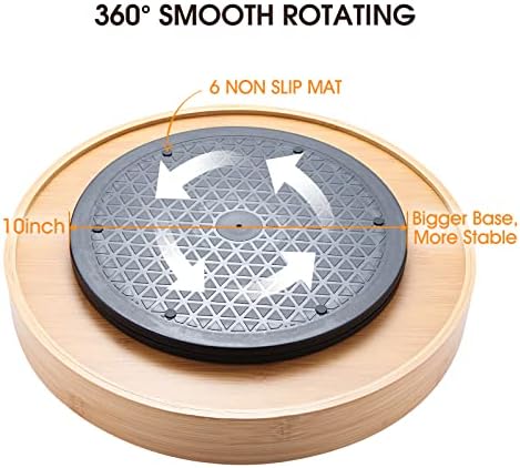 Lazy Susan Organizer 14 inch, Bamboo Lazy Susan for Table, Kitchen Turntable Organizer with Double Handles, Round Wood R