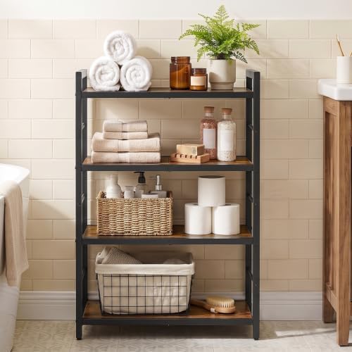 HOOBRO 4-Tier Bookshelf, Standing Tall Bookcase, Vertical Storage Shelf