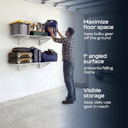 MonsterRax 18x36 White Garage Wall Shelf 2-Pack, 500lb, White