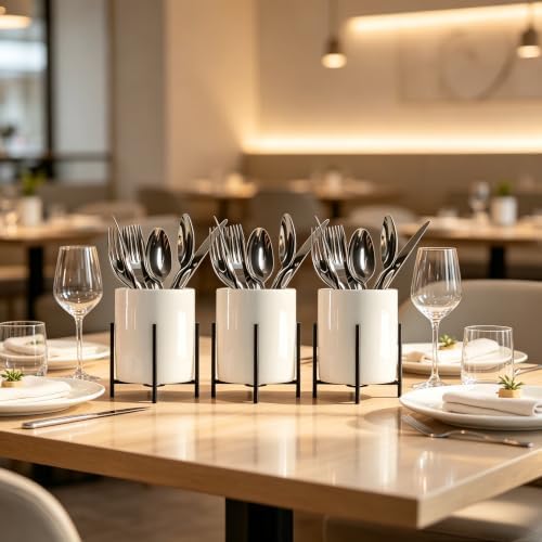 Black Pencil Cup Sturdy Metal Frame with White Ceramic Pen Holder For Desks and Kitchen Appliance holders