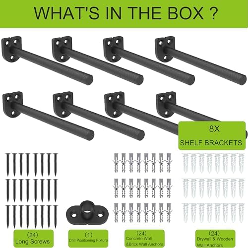 8 in Hidden Floating Shelf Brackets 8 Pack, 1/4" Thick Heavy Duty