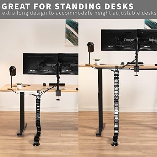 VIVO Black Clamp-on Desk Vertebrae Cable Management Kit, DESK-AC01P-B