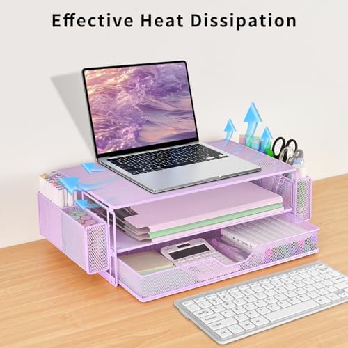 AUPSEN Computer Monitor Stands Riser，2-Tier Desk Organizers and Accessories, Office Desk Accessories Organizer with Draw