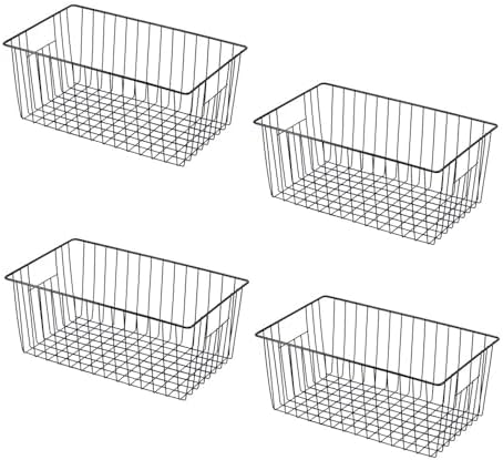 16" L x 12" W Wider Freezer Storage Organizer Baskets Container, Deep Metal Wire Chest Upright Refrigerator Divider with