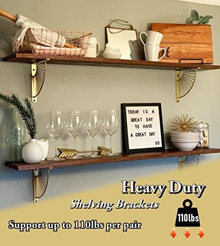 Z Metnal Gold Brackets for Shelf, Brass Metal Shelves Bracket, Wall Decor, Art Deco Shelf Bracket for DIY Floating Shelv