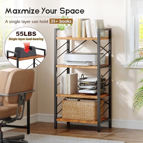 DurayLoly 4-Tier Small Bookshelf for Office, 39.37" H Modern Bookcase