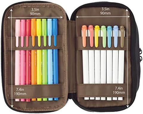 LIHIT LAB Large Capacity Triple Zipper Pencil Case For School Office College, Big Capacity 8 Compartments Pencil Bag Holder Adults Teen Boys Girls, Travel Cosmetics Storage, Jet Black (A7556-124)